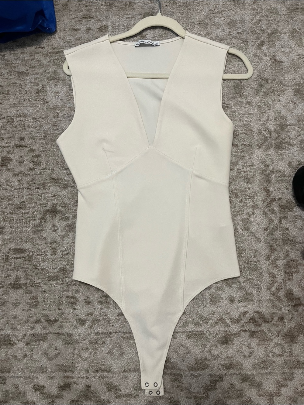 Abercrombie & Fitch Cream V-Neck Sleeveless Bodysuit